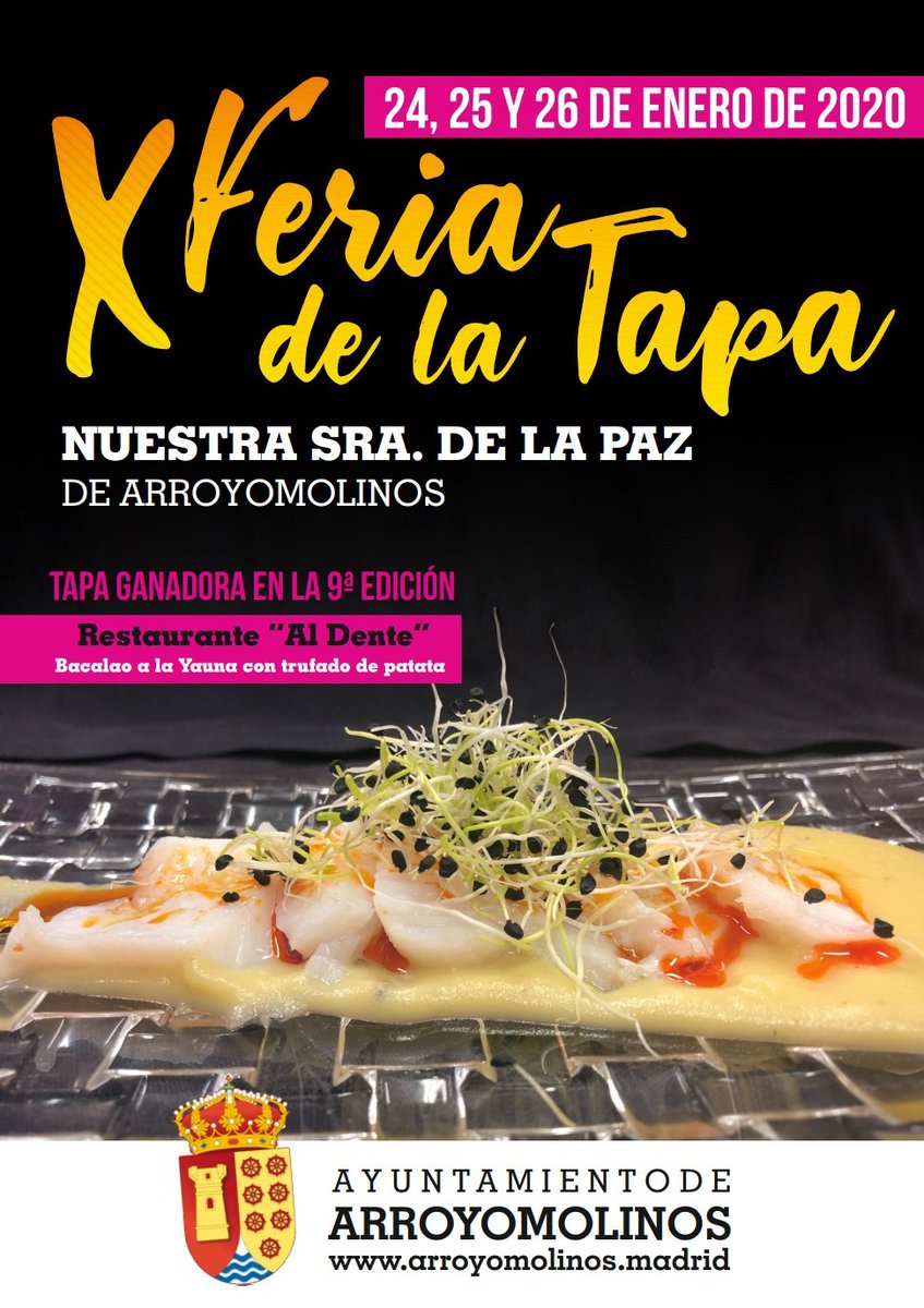 Arroyomolinos's tweet photo. Ya lo tenemos todo preparado para este fin de semana‼️
Entre el viernes 24 y el domingo 26, te esperamos para celebrar con los 13 locales participantes del municipio la X FERIA DE LA TAPA, NUESTRA SEÑORA DE LA PAZ DE ARROYOMOLINOS. 😋 https://t.co/URiX8E1Nyd