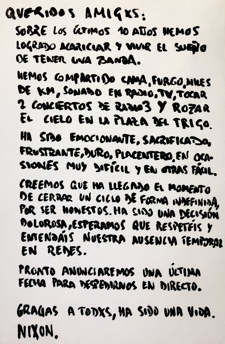 Comunicado de la banda