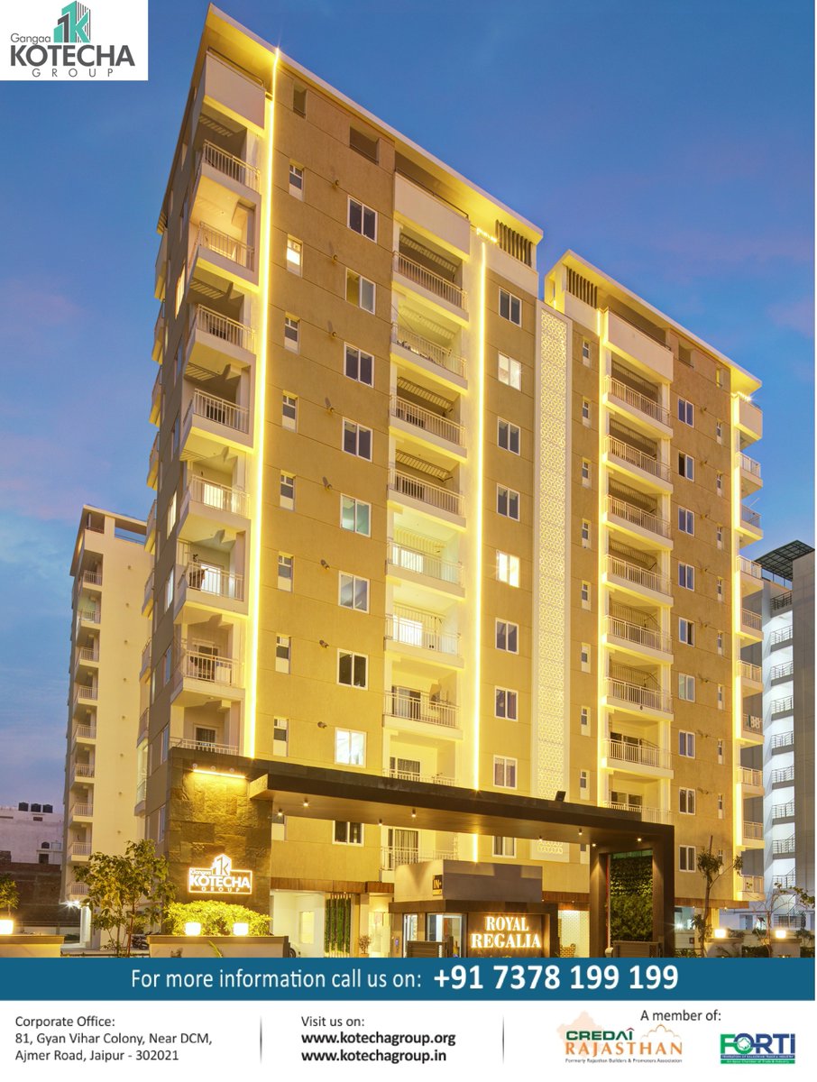 KotechaGroup's tweet photo. Royal Regalia project with full amenties around vaishali extension
RERA NO:RAJ/P/2017/152
Hurry up booking open limited edition
Call on 7378199199
#kotechaprojects #2bhkjaipur #3bhkjaipur #amentiesatitsbest #realestate #liveclick #LavishHomes #callon7378199199 https://t.co/gdxhyRmSPx