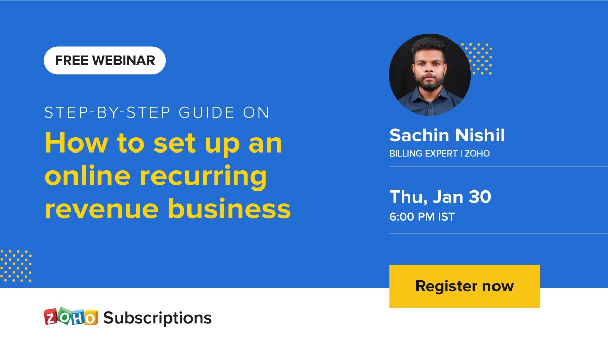Want to set up an online recurring revenue business and collect payments from your website? We've got you.
Register here for free and learn how: zoho-finance.zohoshowtime.com/sessions/how-t…

#Entrepreneur #RecurringBilling