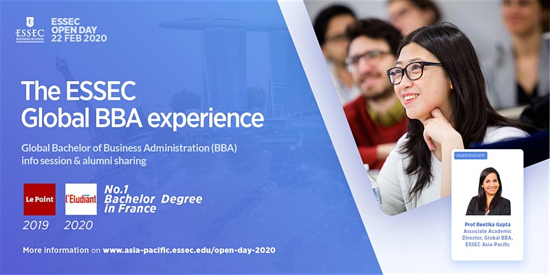 ESSEC_AP's tweet photo. Get a global head start with #ESSECGlobalBBA! Attend our info session during the #ESSECOpenDay2020 to learn more about our program and speak to our Associate Academic Director, Head of Career Services, alumni and student ambassador: https://t.co/CQh7I4doln https://t.co/eMW1Hg6RZW