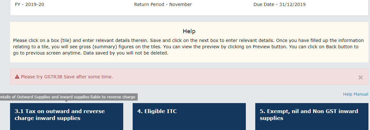 rjrohit2's tweet photo. #GST portal says - Please try to save data after sometime. After sometime, due date will be over and late fees will be applicable. Who will bear such charges?
#GSTR3B - worst phase of tax compliance in the history of the country (that too at time when nation says Digital India). https://t.co/WyLe2ccXTW