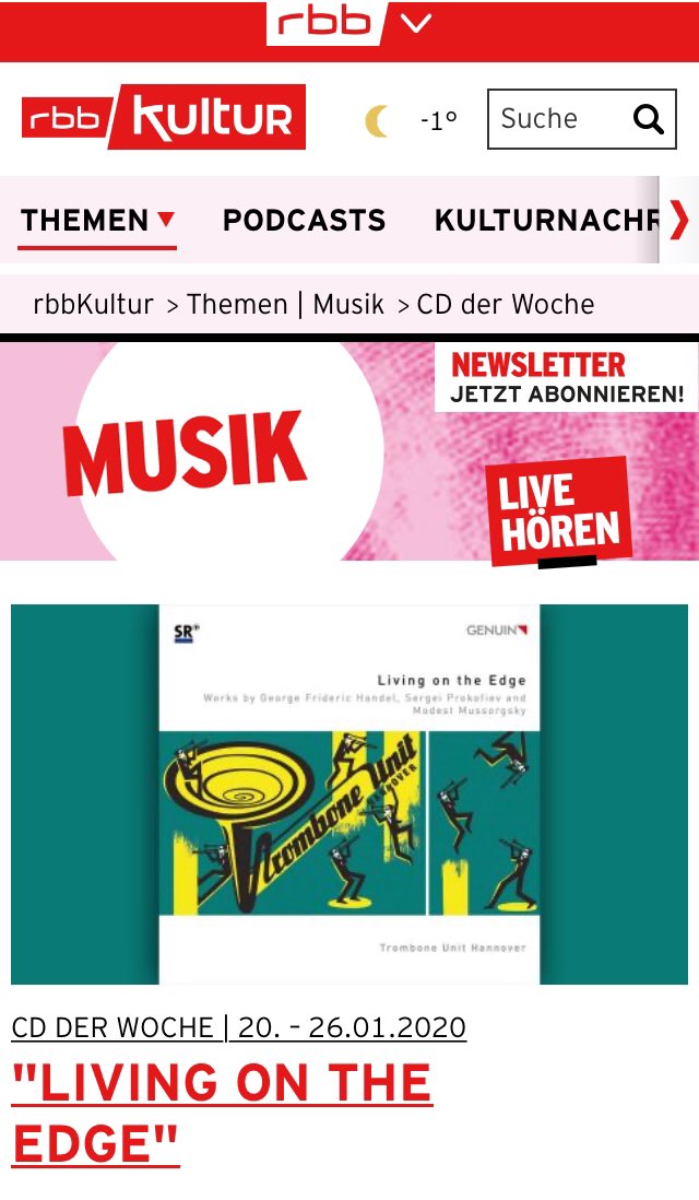 TromboneUnit's tweet photo. ... in about 1 h you can listen to us on @rbbKultur
#tromboneunit #trombone #radio https://t.co/c0QDVK7bcF
