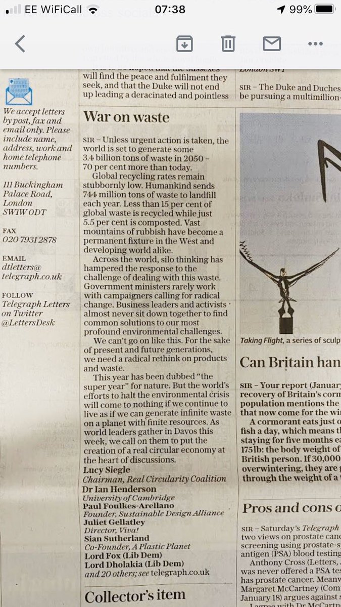 Think we’re in a mess now? Unchecked global waste is set to increase 70% by 2050. My letter in @Telegraph this morning. We want a circular economy but it’s got to be REAL. #RealCircularEconomy