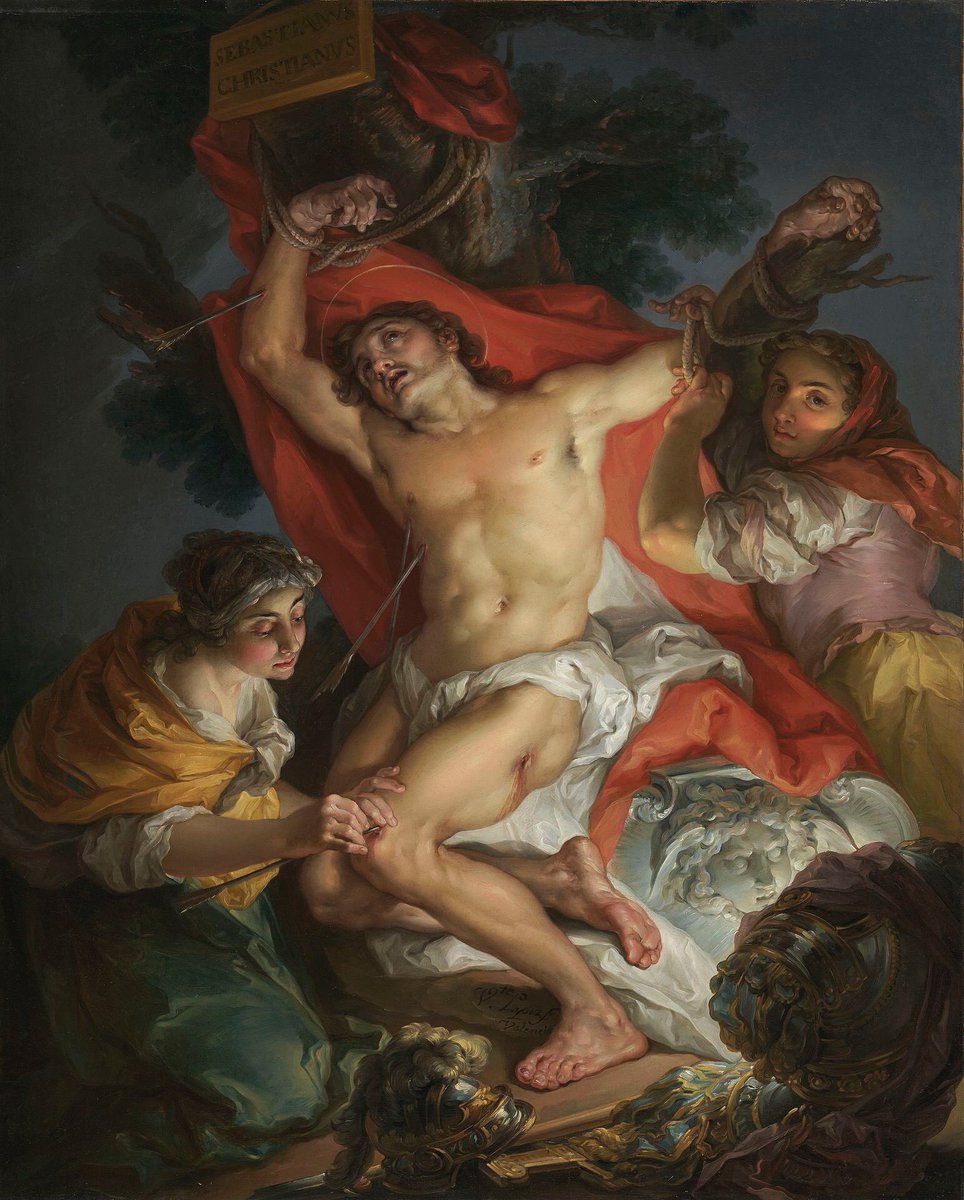 lnvanzoonen's tweet photo. Vandaag is het de naamdag van Sint #Sebastiaan die in 286 na Chr. op het Marsveld te #Rome aan een paal werd gebonden en met pijlen werd doorzeefd. Sebastiaan overleefde zijn beproeving, en werd verzorgd door de Heilige Irene. Hij werd uiteindelijk gedood op 20 januari 288 na Chr https://t.co/bneCGNPWYe