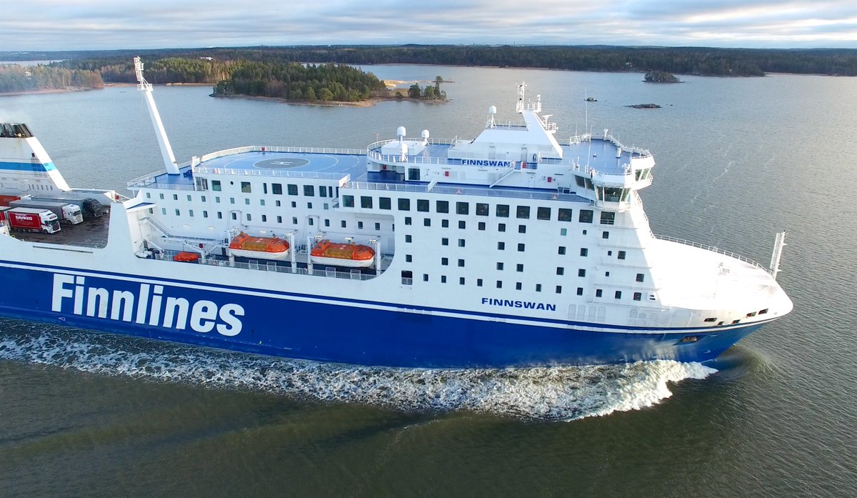 110th_st_prod's tweet photo. Finnlines #vessel MS Finnswan after departure from #Naantali Sunday 19th Jan 2020.

#finnlines #finnswan #shipping #cargo #freight #portofnaantali @finnlines_group @FinnlinesFI 

Aerial by 📸 @110th_st_prod 

#naantalinsatama #ship #maritime #merenkulku⁠ #sustainable #efficient https://t.co/4K97TvOR6P