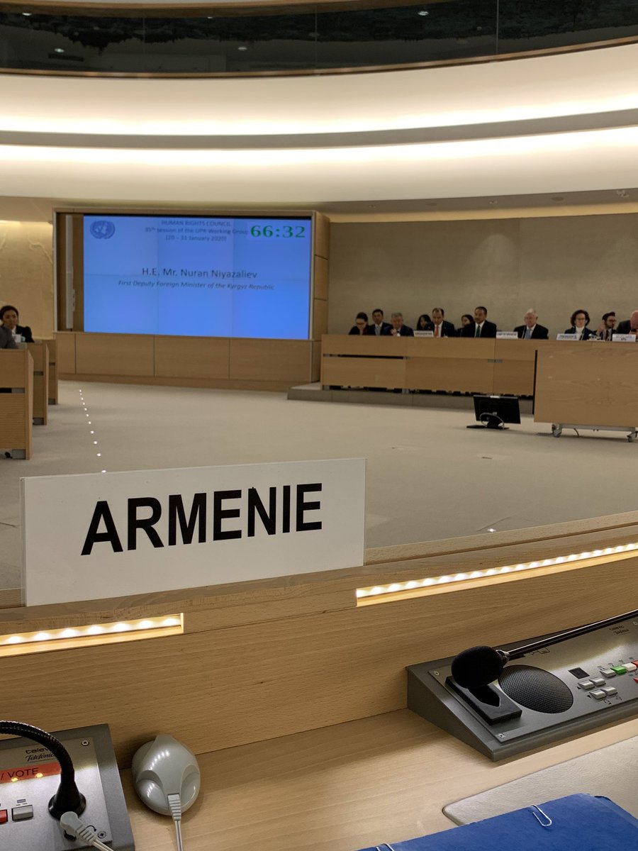 It’s an honor to get into the first row behind this nameplate. The 35th meeting of the UPR WG started its proceedings #AMinHRC