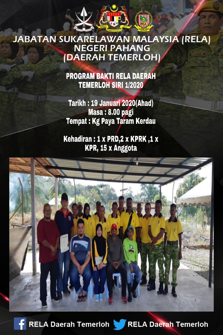 Rela_Temerloh's tweet photo. #ProgramBaktiRELA @Rela_Temerloh  Ahad lalu di Kg. Paya Taram Temerloh 
@relamalaysia @Rela_Pahang @KDNPUTRAJAYA @kamarudin_rapig @abdaziz_sidi @nuruqaiyah1 #siri1 https://t.co/E0jMb7ajIX