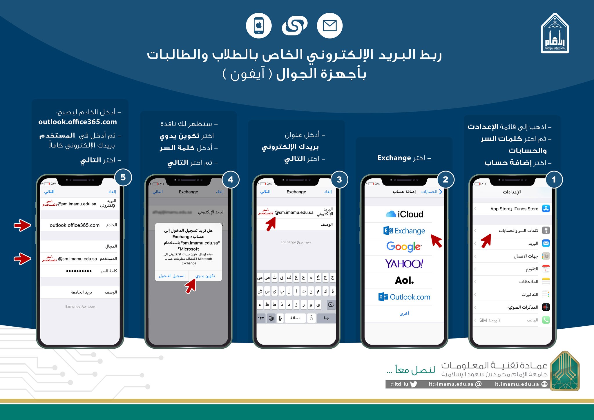இல عمادة تقنيةالمعلومات ربط البريد الإلكتروني الخاص بالطلاب والطالبات بأجهزة الجوال Twitter