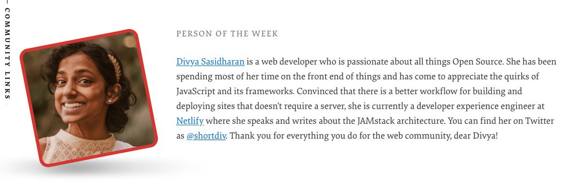 The Person of the Week is Divya Sasidharan.