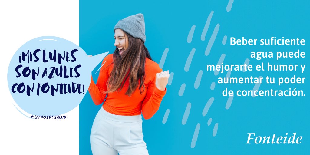 No dejes que nada te haga perder el ánimo. Y si encima sabes que bebiendo agua puedes mejorarlo... pues ¡qué todos los lunes sean azules! 

#LitrosdeSalud #Fonteide #BlueMonday