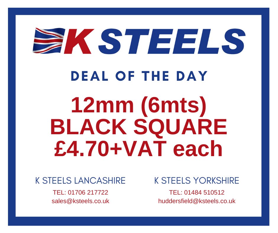 AVAILABLE NOW FOR COLLECTION OR DELIVERY TUESDAY 👍

𝙔𝙤𝙧𝙠𝙨𝙝𝙞𝙧𝙚 𝘽𝙧𝙖𝙣𝙘𝙝
Tel: 01484 510512
huddersfield@ksteels.co.uk

𝙇𝙖𝙣𝙘𝙖𝙨𝙝𝙞𝙧𝙚 𝘽𝙧𝙖𝙣𝙘𝙝
Tel: 01706 217722
sales@ksteels.co.uk

#steel #steelstockholder #delivery #collection #ksteels