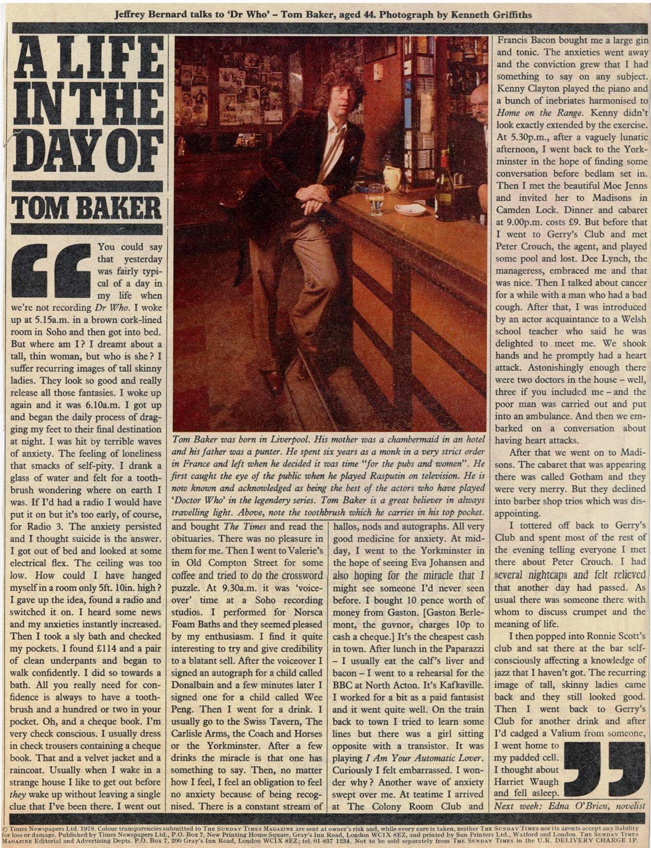Happy birthday Tom Baker. One of the most brilliant autobiographical profile pieces you ll ever read: 