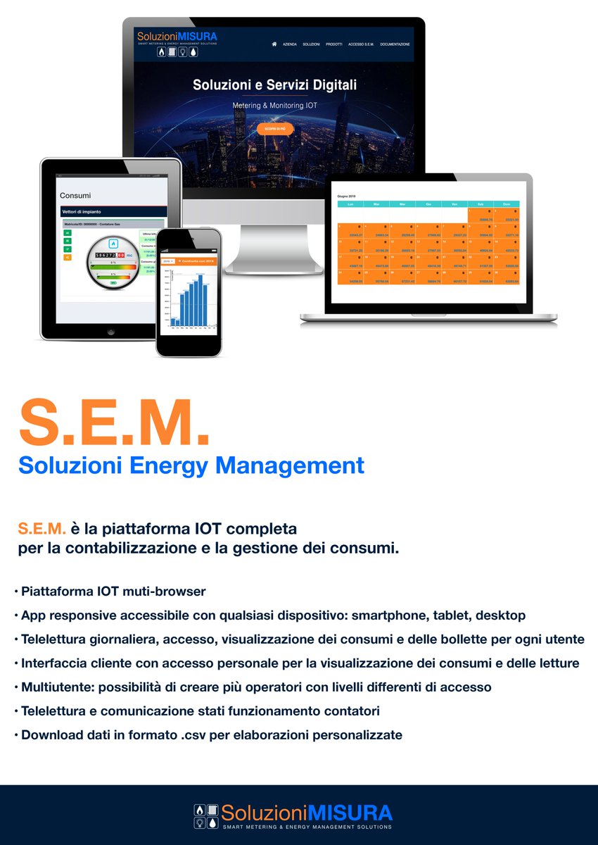 SoluzioniMISURA's tweet photo. Da oggi sul nostro sito è disponibile la versione Demo della nostra piattaforma per la contabilizzazione. Prova gratuitamente S.E.M. https://t.co/nsrNbHU8lh Registrati in pochi click per ottenere le credenziali di accesso via e-mail. #smartmetering #smartsolutions #IoT https://t.co/AsbC5QRqm8