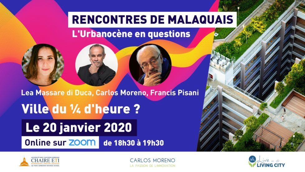 Rdv ce soir 18h30 pour : Ville du quart d heure? Une invitation à s'interroger, douter, creuser des questions urbaines, en notre époque où le destin de la ville scelle celui de la planète. 
Online ici iaeparis.zoom.us/j/498523191
#VilleDuQuartDheure #UrbanoceneEnQuestion