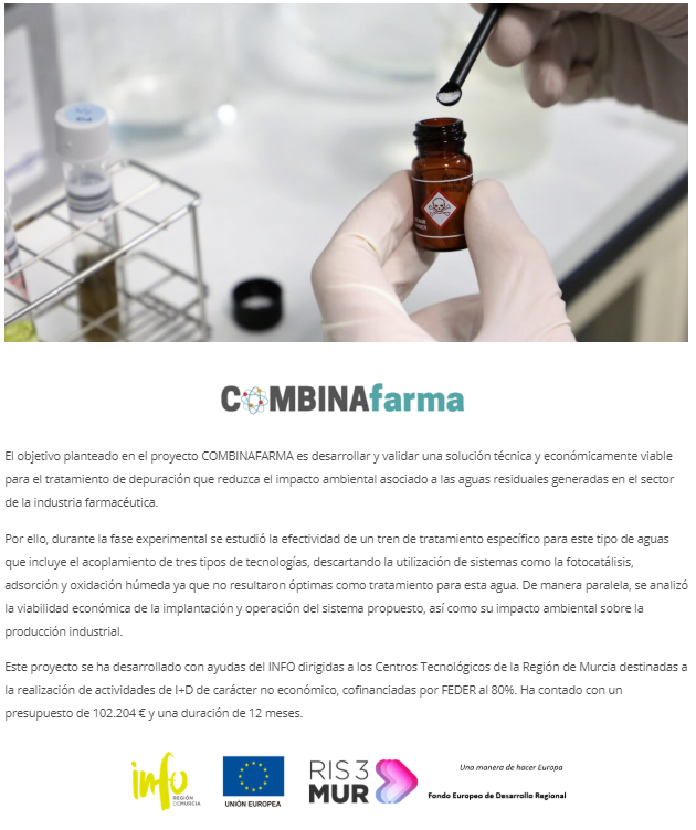 CETENMA's tweet photo. 🎯 FINALIZA NUESTRO PROYECTO 🧪 COMBINAFARMA
🔵 Se ha desarrollado al amparo de las ayudas del
@infoRMurcia a los #CentrosTecnológicos de la Región de Murcia
🔗 https://t.co/8phUNpyrnm
🔎#ConoceNuestrosProyectos🔍
#COMBINAFARMA #RIS3Mur #RIS3 https://t.co/XCjkH87syx