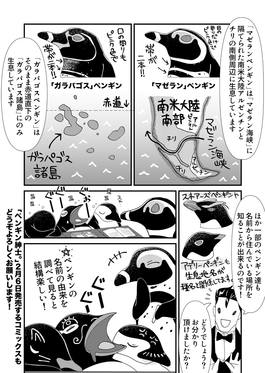 pixivコミックご覧いただきありがとうございます✨今日更新した5話のおまけ漫画を書いたのでそっと載せておきます????4種のおしゃれな名前はみな生息地に深い関わりがあります!https://t.co/kjr2jLEtlj 