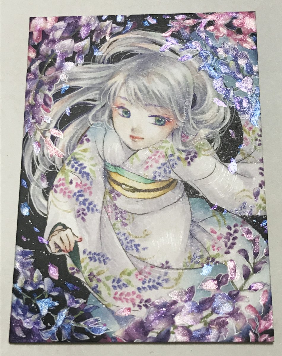 Uzivatel 柚水 流亜 ゆみな るあ コピックイラストレーター Na Twitteru Atc1点 新作描きました 藤の花に舞 1 29 水 2 2 日 Arts Labo様主催の 和風幻想 にて展示 販売予定です スキャンには映っていませんが 現物はラメでキラキラします