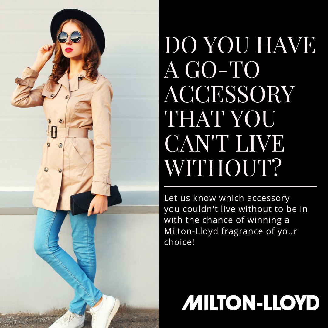 #CompetitionTime - To be in with the chance of winning a Milton-Lloyd fragrance of your choice, follow the steps below:

1. Like and retweet this post
2. Comment with your favourite accessory
3. Follow this page

A lucky winner will be announced on the 24th January, good luck! 🌟