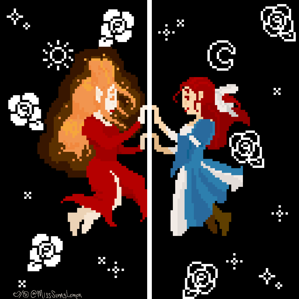MissSunnyLemon's tweet photo. Ayeeee drew my two characters from #24TL using #dotpict and edited with #ibispaint! #ArtistOnTwitter https://t.co/HAUl40sL4H