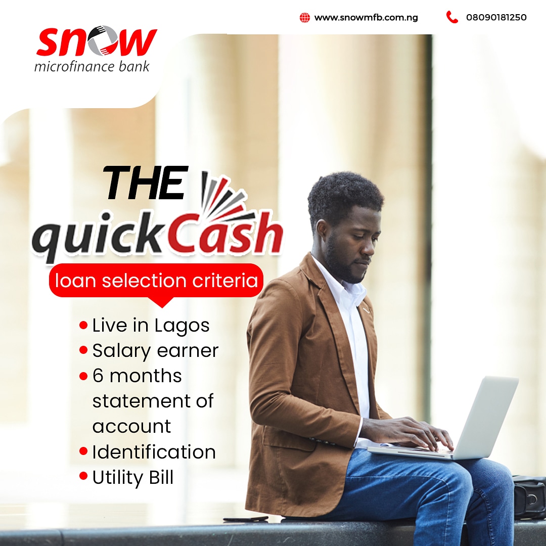 snowmfb's tweet photo. To qualify:
1. Live in Lagos, Nigeria. ⁣
2. Have a constant income stream. 3. 6 months statement of account from your bank. ⁣
4. A form of identification (National ID, Voters Card etc.) ⁣
5. Utility Bill. ⁣
Have all 5? ⁣
Call Toyin on 09096996404 to get started.⁣
#SnowMFB https://t.co/vkMadmoAtW