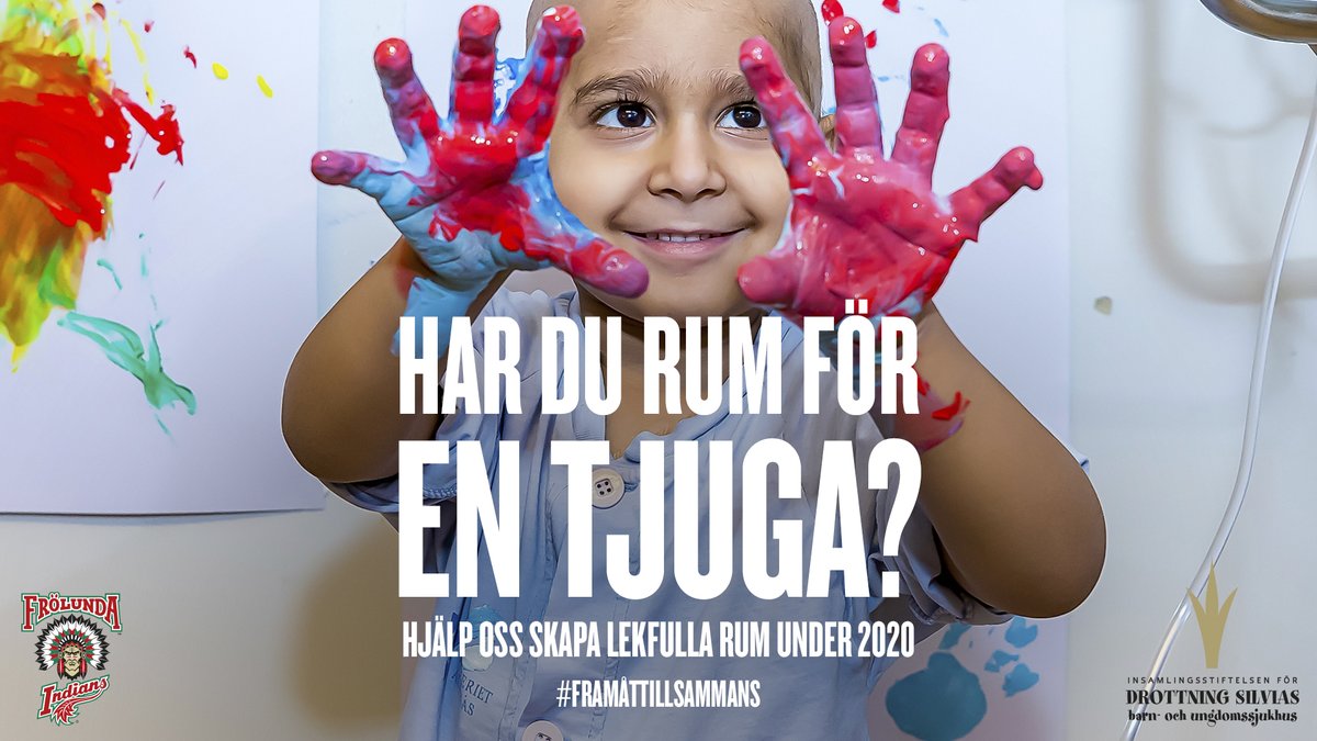 Frölunda Indians och Drottning Silvias barn- och ungdomssjukhus inleder nytt samarbete. Klubben ska under året, vid olika tillfällen, samla in medel för att inreda 20 lekfulla behandlingsrum på sjukhuset.

Du kan hjälpa till – genom att runda upp ditt biljettköp! #glädjeläker