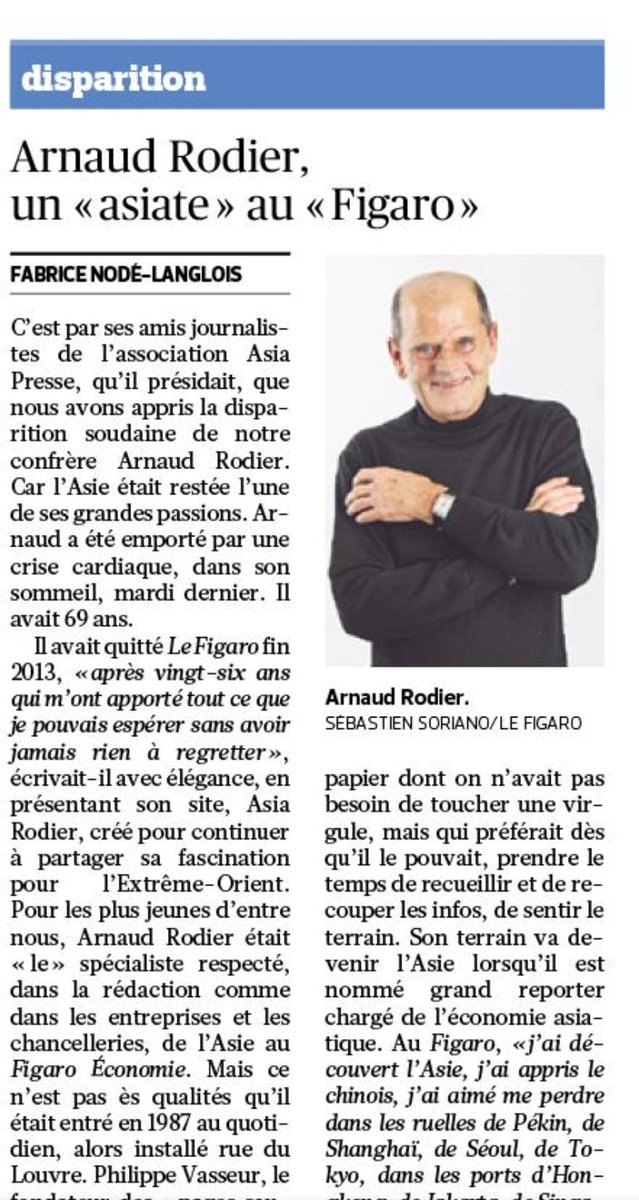 Il aimait l'Asie, son café serré au zinc d'en bas et tant d'autres cadeaux de la vie. Notre ami et ancien collègue Arnaud Rodier est parti.