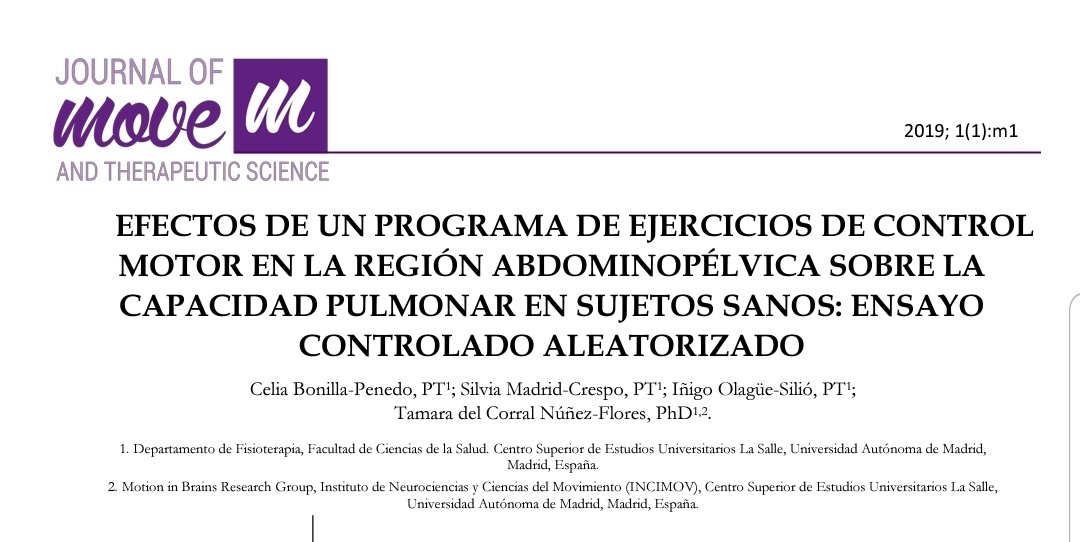 MOVEJournal's tweet photo. ¿Qué efectos provocó un programa de ejercicios de #ControlNeuroSensorioMotor en la región lumbopélvica sobre la #CapacidadPulmonar? Puedes leerlo aquí: https://t.co/YwZnF93CKC https://t.co/VWGft03q4N