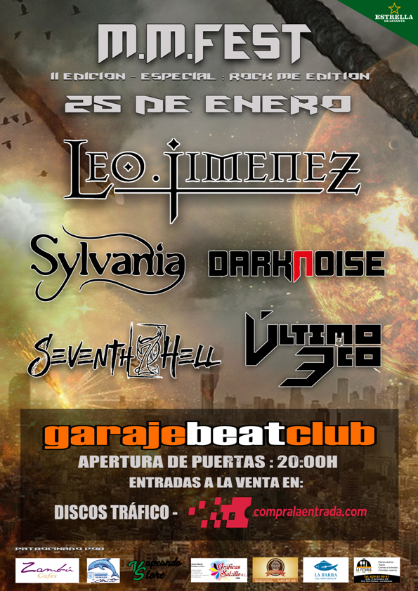garajebeatclub's tweet photo. Black Heaven y Rockme Radio San Javier presentan II Murcia Metal Fest, este sábado 25 de enero en @garajebeatclub, con este horario:

20:00 - Apertura de puertas
20:20 - @UltimoEco
21:20 - @7thHellBand
22:20 - Sylvania
23:20 - @darknoisemetal
00:20 - @LeoJimenezMetal https://t.co/i2yFj00nGU
