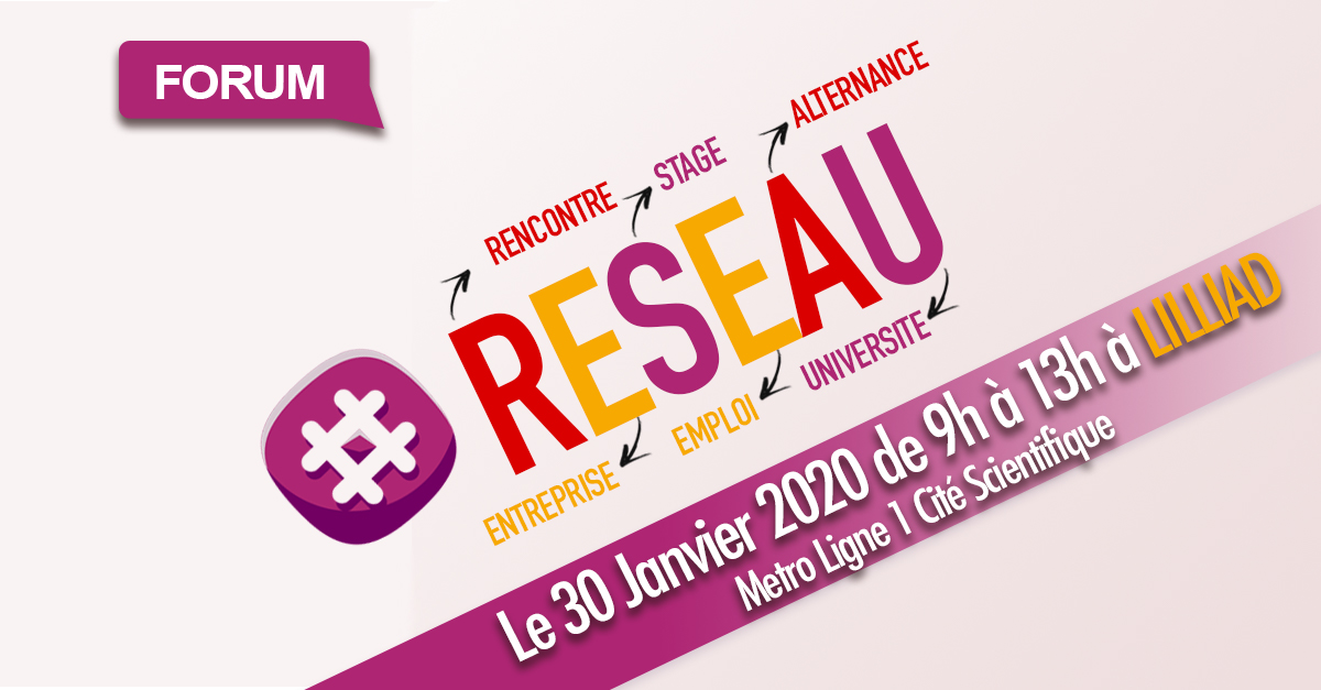 À la recherche d'un stage, d'une alternance ou même d'un emploi ? Le FORUM #RESEAU est de retour le jeudi 30 janvier à <a href="/LILLIADlci/">LILLIAD</a> ! 
Près de 70 entreprises seront présentes et dans tous les secteurs d’activité ! 
👉 bit.ly/2ufYvXr