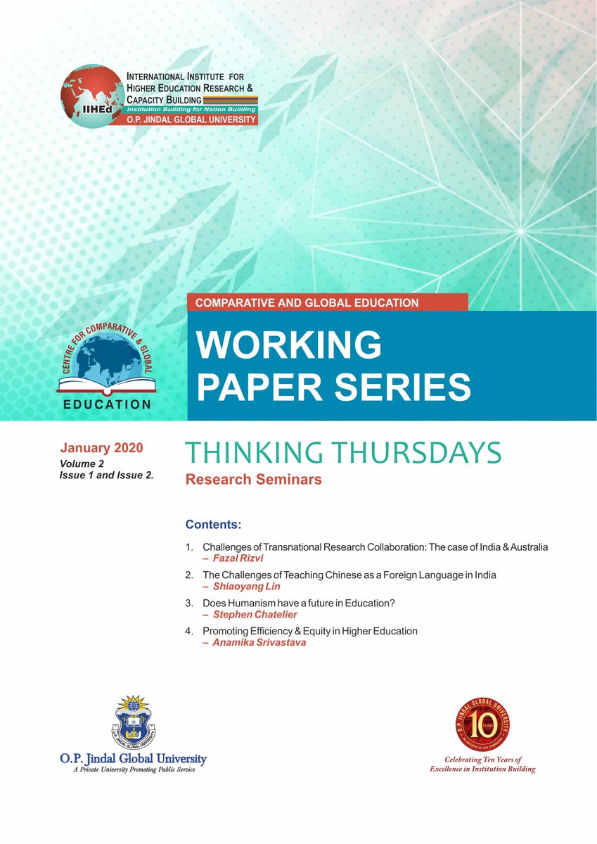 moumukhee's tweet photo. #IIHEd #CCGE Comparative and Global Education Working Paper Series Vol.2 Issue 1 & 2 published by the International Institute for Higher Education Research and Capacity Building (IIHEd) @JindalGlobalUNI https://t.co/WbfhFo6wSD https://t.co/yb0l6TByjS