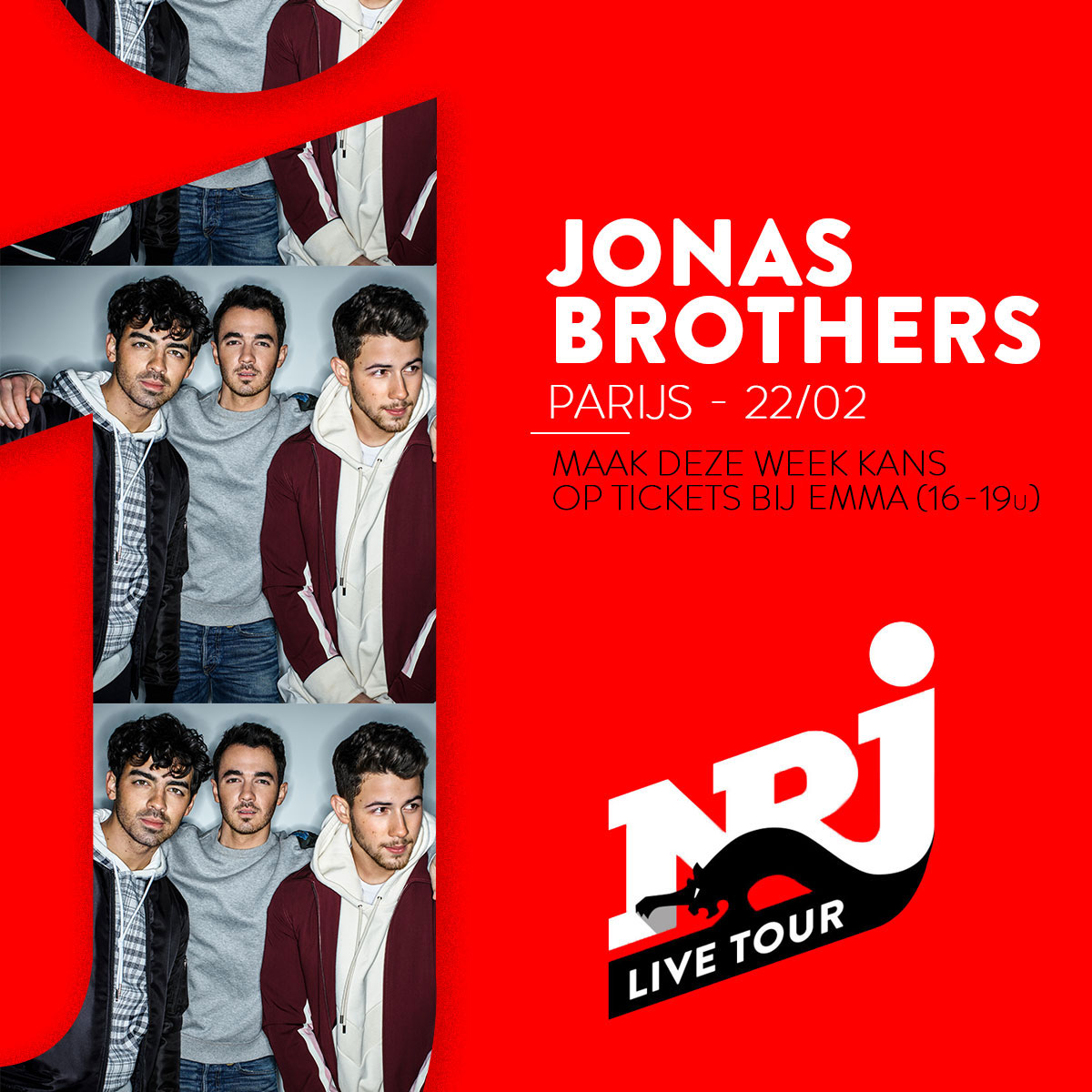 Deze week maak jij kans op een citytrip naar Parijs én een concert van <a href="/jonasbrothers/">Jonas Brothers</a>! #NRJLIVETOUR