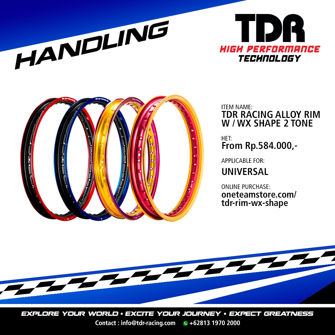 TDR_RACING's tweet photo. TDR Racing Alloy Rim WX Shape 2 Tone made with light &amp; strong aluminium serie 7 material to increase handling &amp; durability. https://t.co/MwrKK6xW5M
.
#HighPerformanceWheelSystems #Handling #WheelSystems #WXShape #GotoTheNextLevel #NextLevel #LevelUp https://t.co/PxcmkGEN4i