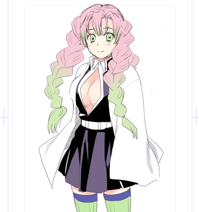 こみゅさんがTwitterに投稿した甘露寺蜜璃(鬼滅の刃)のイラスト。