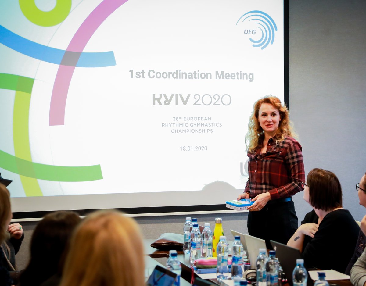 EChKyiv's tweet photo. An active stage of preparation for the European #RGChampionships2020 has begun. We have successfully held our 1st coordination meeting with the representatives of the @UEGymnastics, the TechCom and the LOK. Look forward to seeing all #RG fans in #Kyiv. May, 21-24. https://t.co/fY1AH8nMDA
