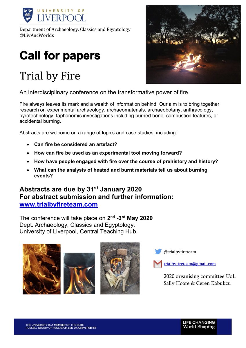 TrialByFireTeam's tweet photo. The latest issue of #ArchInt22 is out now and features a news piece on last year's Trial by Fire conference at @UCLarchaeology https://t.co/x6J8WNoR2D 
There's still time to register &amp; submit your abstract for Trial by Fire 2020 @LivUni @LivAncWorlds https://t.co/xOBPyl49hQ