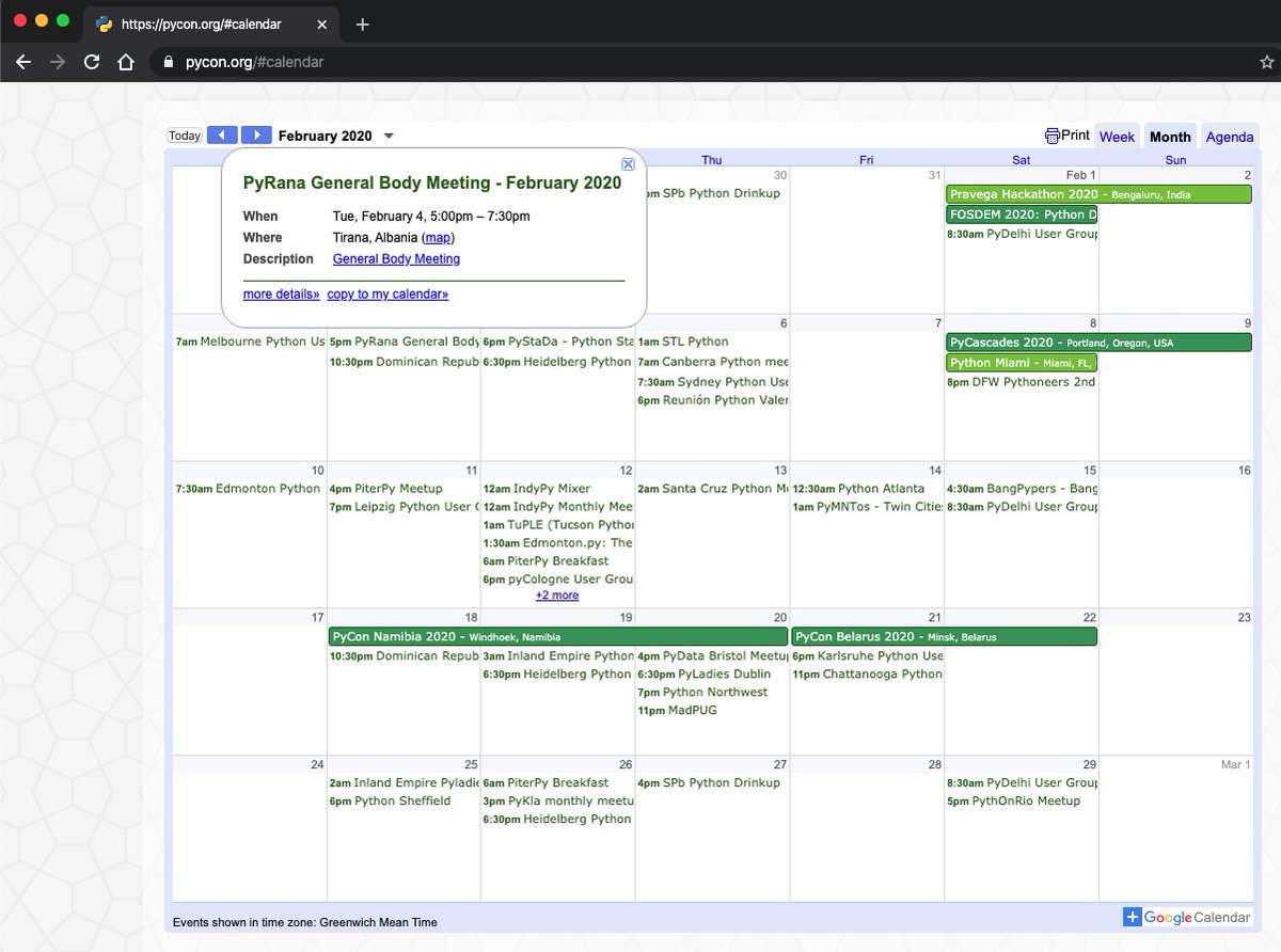 ecukalla's tweet image. @_pyrana_  did made it to the #Python event calendar...
pycon.org/#calendar #pyrana
