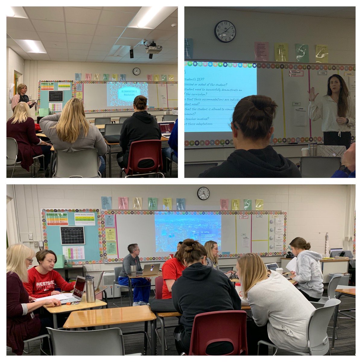 Off to a strong start at Westside Middle School! Presentation on accommodations and modifications followed by co-planning and collaboration time for general and special educators! 👏🏻#WeAreWestside #westsidepl @MrsAlbers_