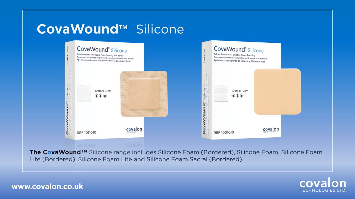CovalonEurope's tweet photo. CovaWound™ Silicone dressings are designed to effectively manage exudate, maintain a moist wound healing environment and stay in place for up to 7 days, ensuring peace of mind for clinicians, and comfort for patients. Discover more at https://t.co/HJyZqDwc1u #WoundCare https://t.co/FeHdEHiv18