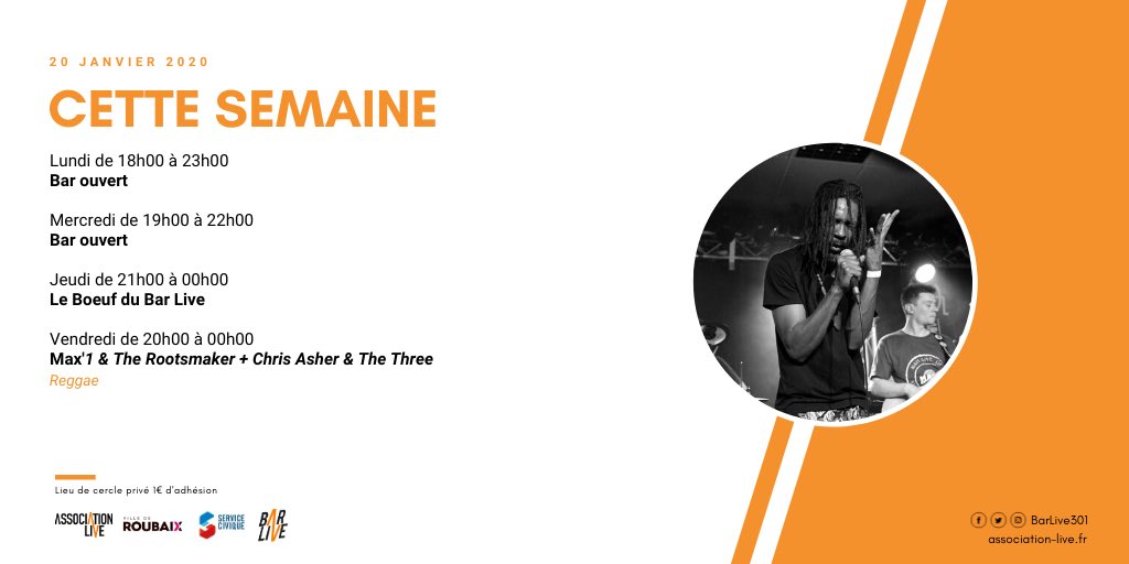 BarLive301's tweet photo. #programmation de la semaine au Bar Live https://t.co/letBMJ7odY