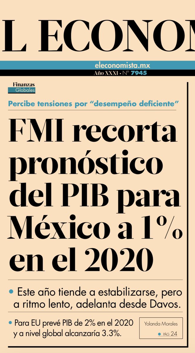 Esta es la realidad y es lo que nos debe preocupar y ocupar, no las mamadas con que nos intentan distraer a diario en las mañaneras. El crecimiento económico para 2020, si acaso, será del 1%; a todas luces insuficiente y muy lejos de lo prometido. ¡Que devuelvan las entradas!