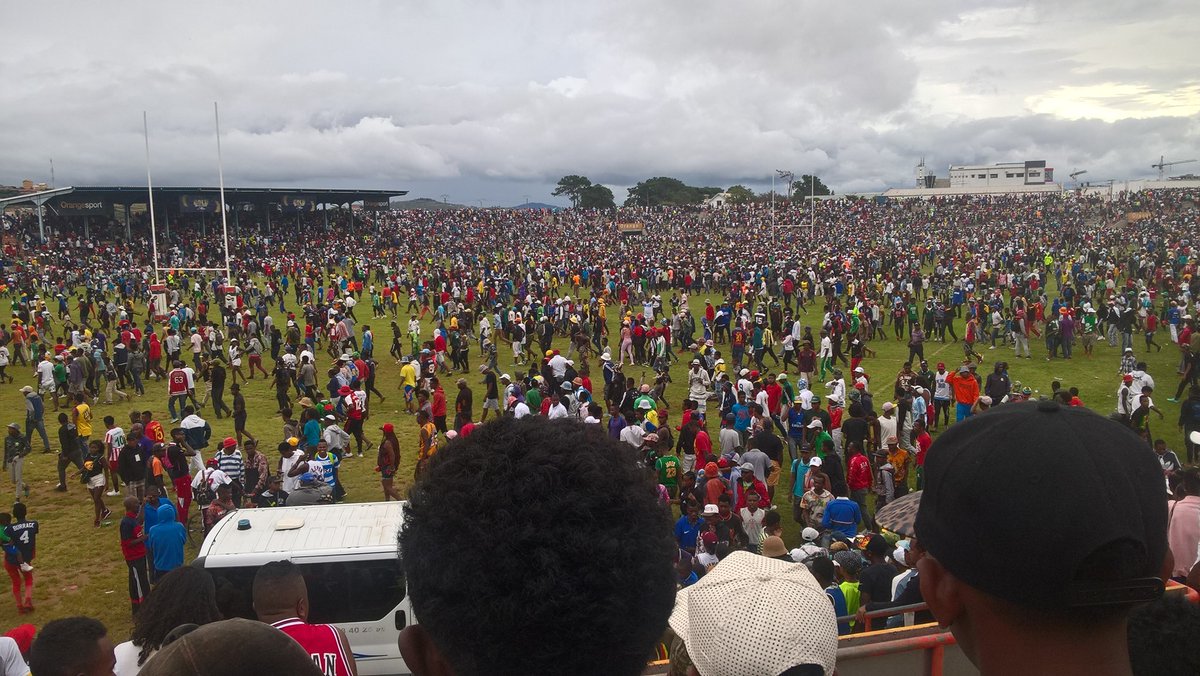 We live  rugby !!atmosphere after semi-final match at Makis Antananarivo Stadium
