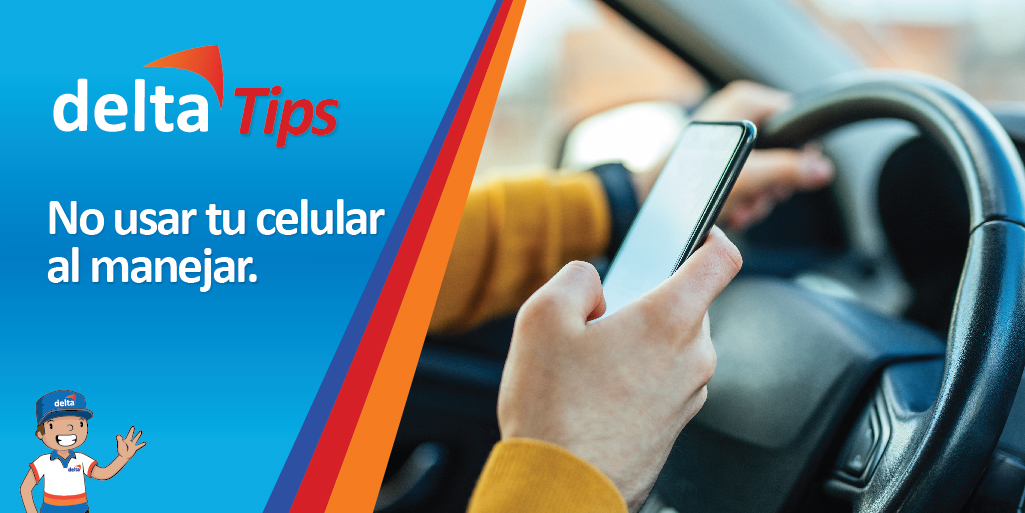 PetroleosDelta's tweet photo. No uses el celular mientras conduces, una distracción puede causar accidentes. #ConsejoDelta #DeltaTips https://t.co/nCuYcG7fRs