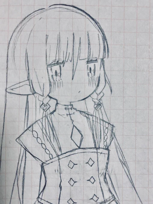 色紙に描こうかと思ったらラフで力尽きた 