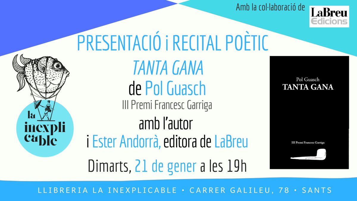 _LaInexplicable's tweet photo. Aquesta setmana a #Lainexplicable
📌Dimarts 21 19h Recital #poesia TANTA GANA @polguapolgua @LaBreuEdicions
📌Dimecres 22 19h Presentació EL MESTRE DEL MACABRE: EDGAR ALLAN POE I LES SEVES OBRES @jordillavore @DavidGomezSimo @eowin32002
👇 més... https://t.co/N5sMlXQ0pM