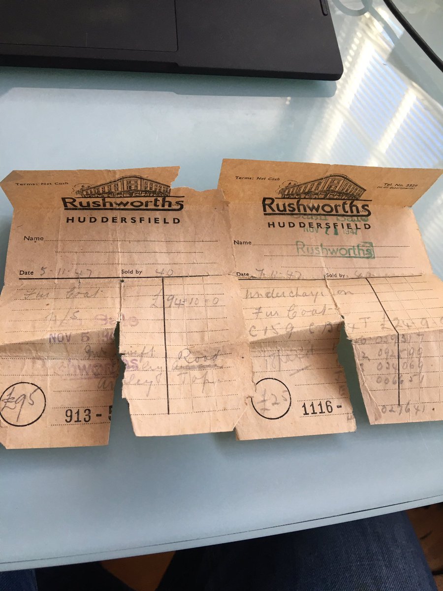 Receipts from Rushworths, Huddersfield