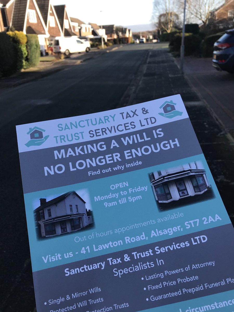 Big solus drop for Sanctuary Tax well underway in Alsager...