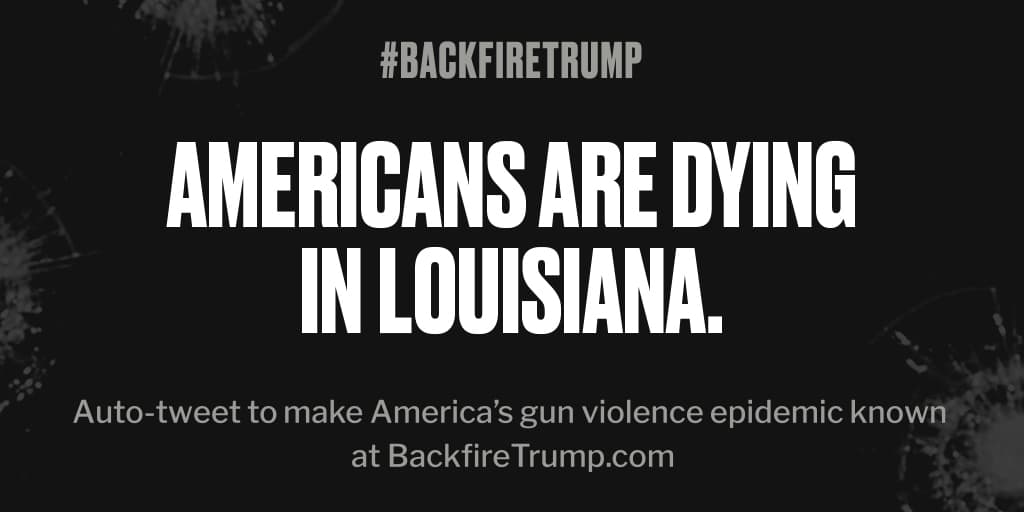 itweetatdonald's tweet photo. #Louisiana is suffering today after fatal shooting. #POTUS, stop the bloodshed. #BackfireTrump https://t.co/Bz89dfMUmv
