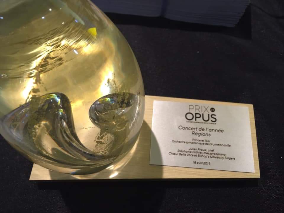 L'orchestre symphonique de Drummondville a gagné un Prix Opus hier à Montréal pour son concert Prince et Tsar sous la direction de Julien Proulx. #rces #Conseilquébécoisdelamusique.