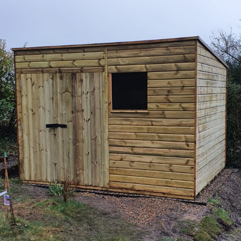 headsheddie's tweet photo. This one is our pent roof design that we call The Bullfinch, it's 10ft x 8ft with double security doors on the left and a height increase #theshedfactorykent 01732 823455 https://t.co/ysvUYrHxVS